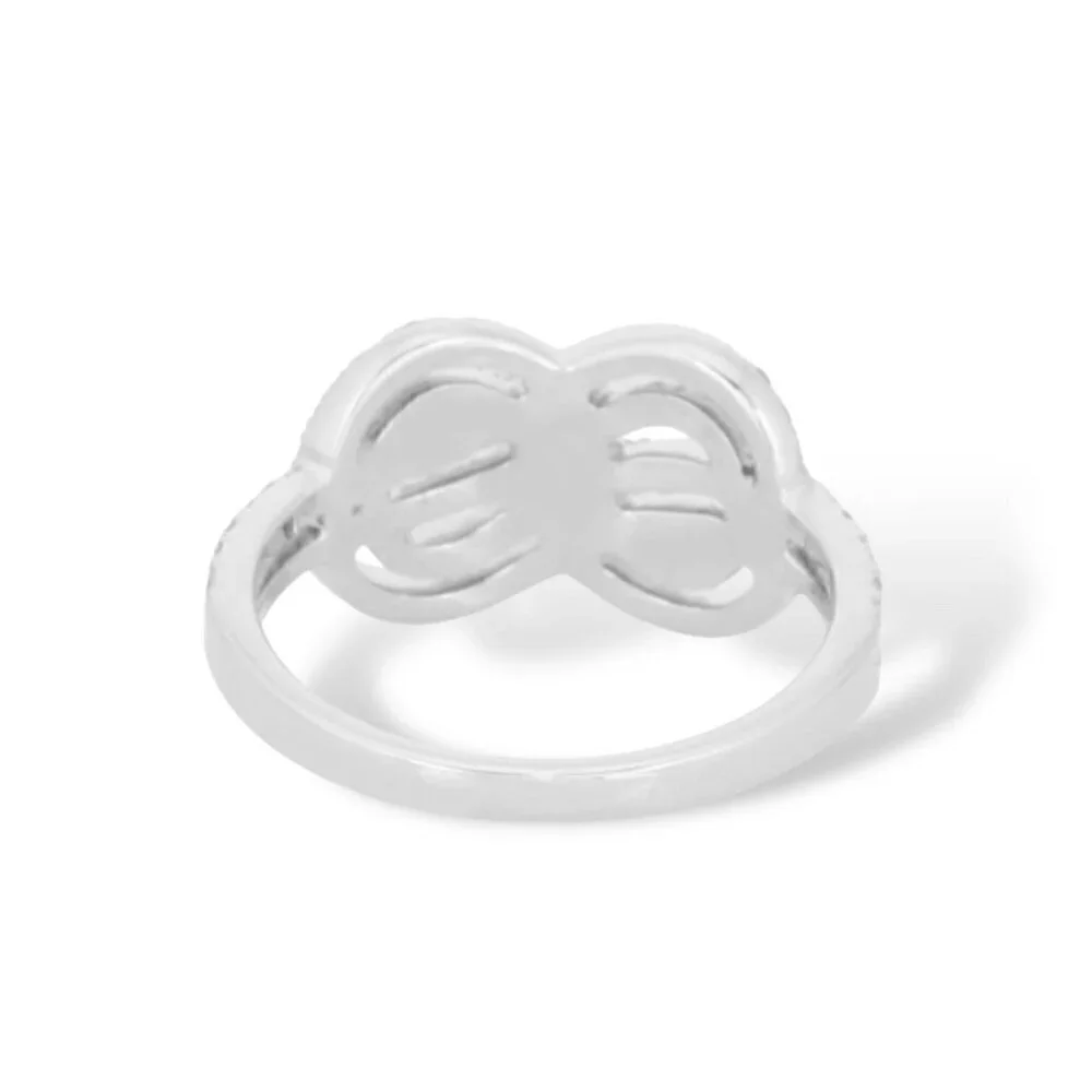 NEW 14K White Gold Plated Cubic Zirconia Pave Infinity Knot Ring Sz. 8